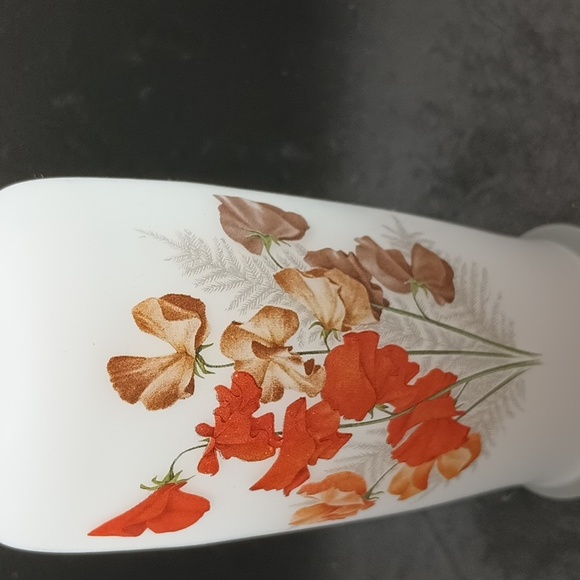 vintage white fall color gold rimmed vase - Picture 2 of 4